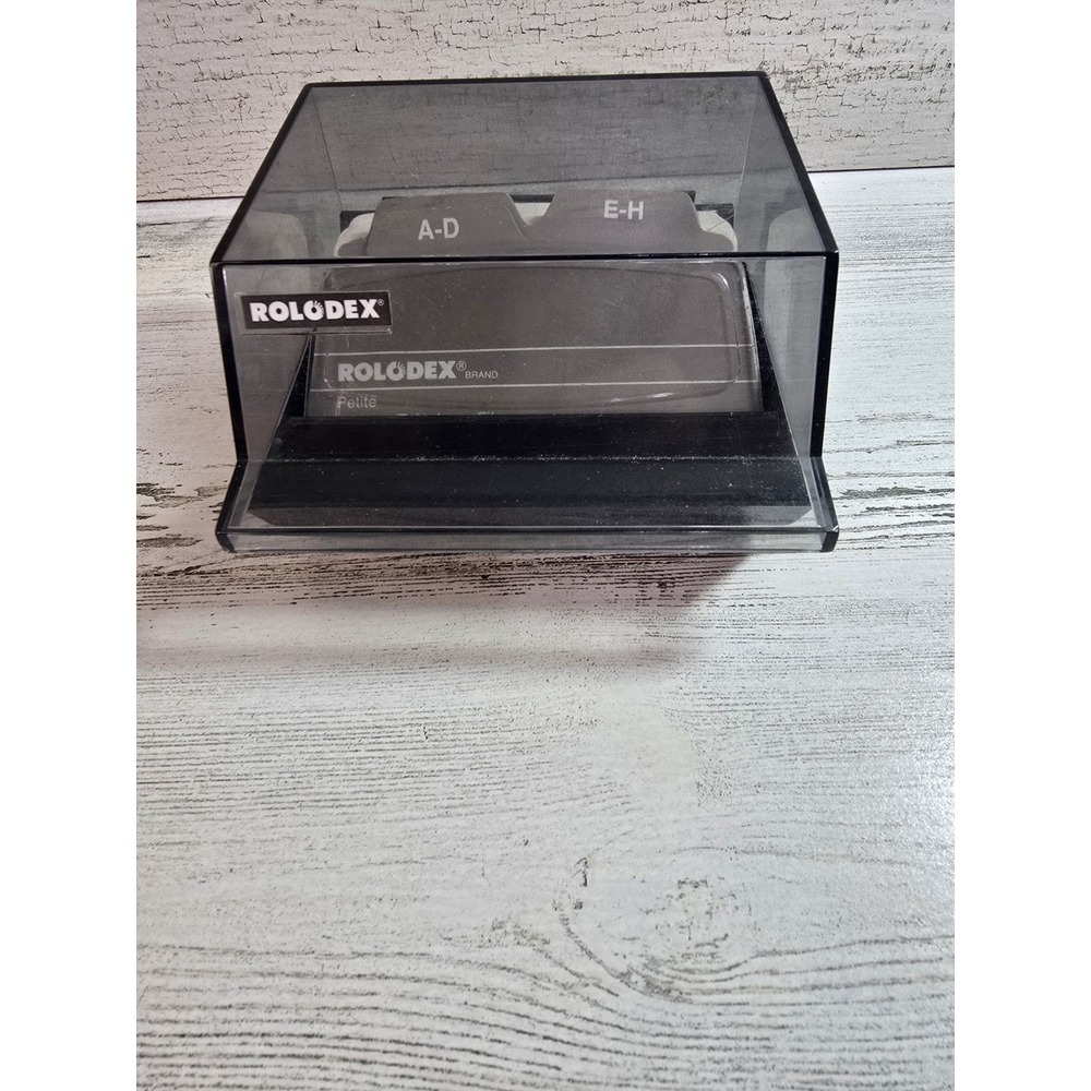 Rolodex Petite S-300C Desktop Address File Black Smoked Lid‎ with Cards Vintage